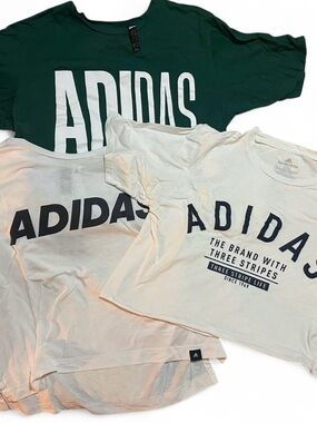 adidas Crop Graphic Tee Trio - Green & White